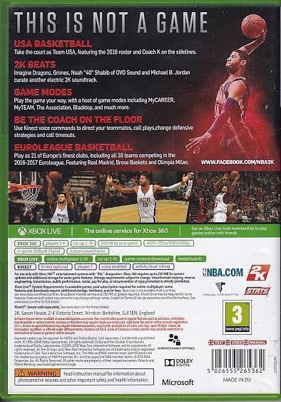 NBA 2K17 - XBOX 360 (B Grade) (Genbrug)